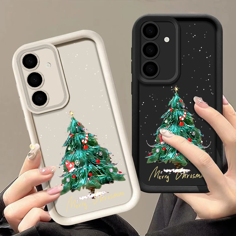 Telefon Fall Für Samsung Galaxy S25 Rand S24 S22 S23 Ultra S24 S23 FE A17 A56 A36 A26 A16 5G A55 A15 Weihnachten Baum Weiche TPU Abdeckung