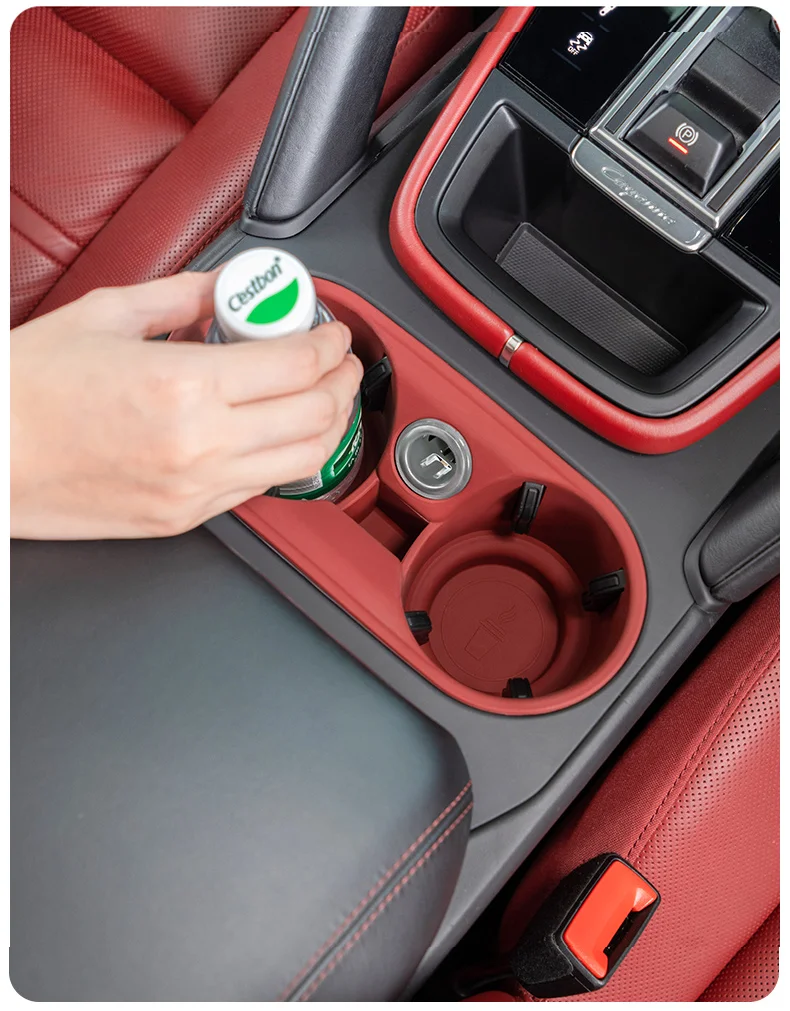 Silikon Auto Tasse Halter Für Porsche Cayenne Macan Center Konsole Flasche Halter Einsatz Anti Slip Trinken Organizer Auto Zubehör – Detail 7