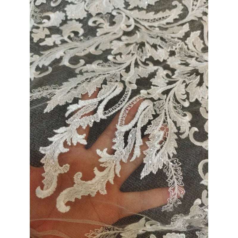 New Exquisite Embroidery Lace Decal Fabric Handmade DIY Background Decoration Clothing Wedding Dress Fabric Auxiliary Materials