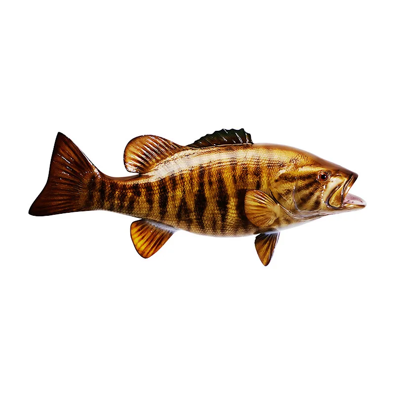 Small mouth perch three-dimensional single-sided fiberglass sculpture simulation fish interior decoration marine handicrafts wal