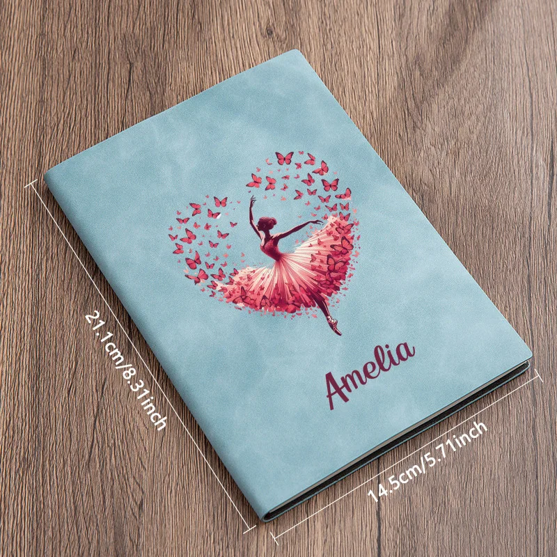 Personalized Synthetic Leather Notebook Featuring a Custom Name - A5 Size with a Textured Cover, Meetings, Halloween, Christmas