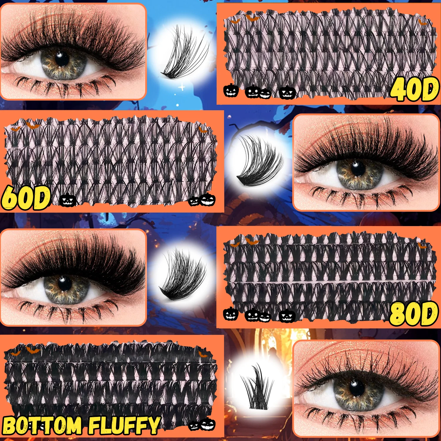 Mixed Length Individual False Eyelashes Ki Gift Box, Natural Thick Look Eyelash Extensions with Lash Bond and Seal & Tweezers.