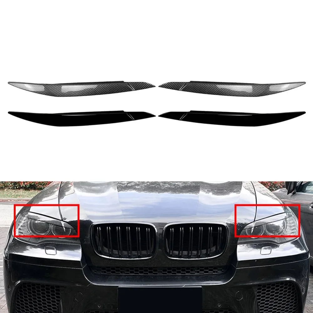 

1Pair Car Headlight Eyebrows Eyelids Lids Cover Trim For BMW X6 E71 E72 X6M X5M E70