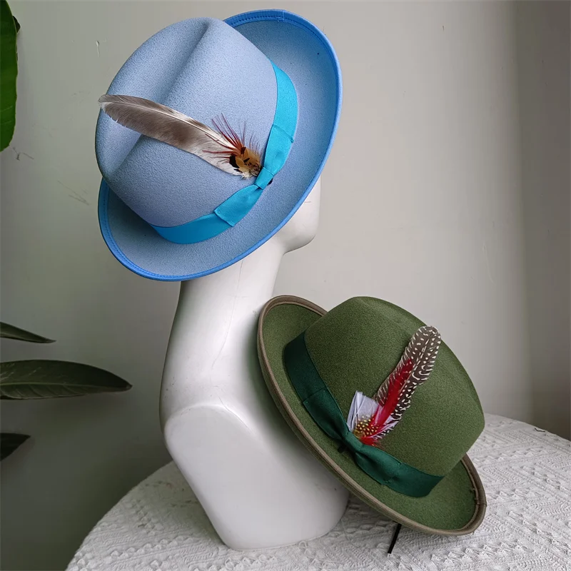 Blue Vintage Men's Spring Hat Unisex Men's Bow Women's Curved Brim Wide Brim Sun Hat Straw Hat Beach Hat Wide Brim Hat