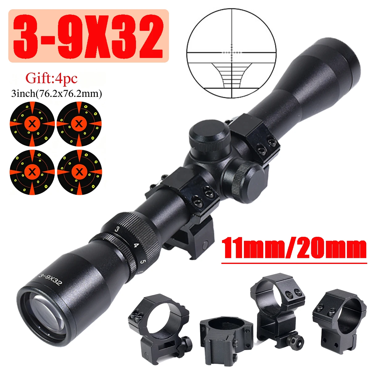 Crossfit Training - 3-9X32 Tactical Optical Riflescope Wire Cross