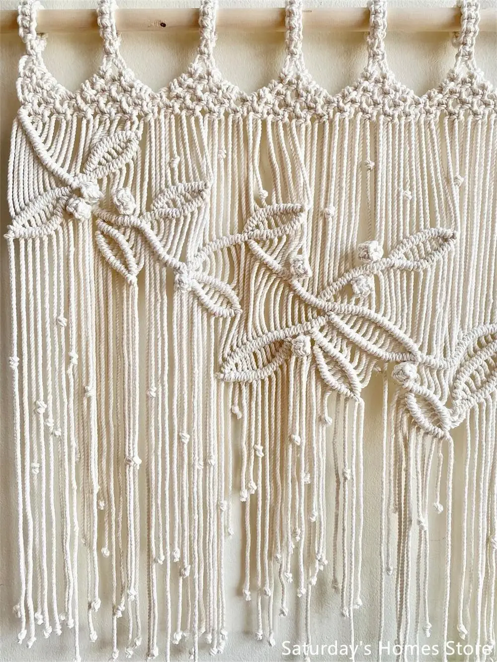 Macrame Leaves Tapestries Window Door Curtain Wall Hanging Bohemian Decoration Handwoven Macrame Tassel  Curtain Decoration