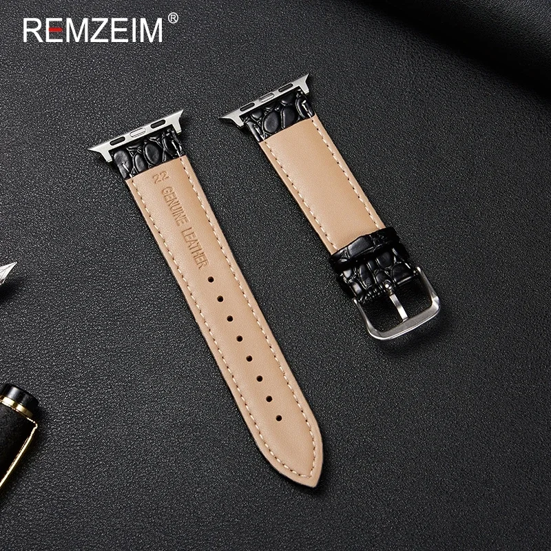 Embossed Leather Watch Band for Apple Watch Strap 49mm 44mm 45mm 42mm 38mm 40mm 41mm Bracelet IWatch Series 9 8 7 6 5 4 Se Band