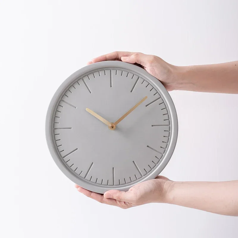 Creative Cement Wall Clock, Circular Concrete Timepiece, Silent Bedroom Watch, Modern Decor, Stylish Timepiece