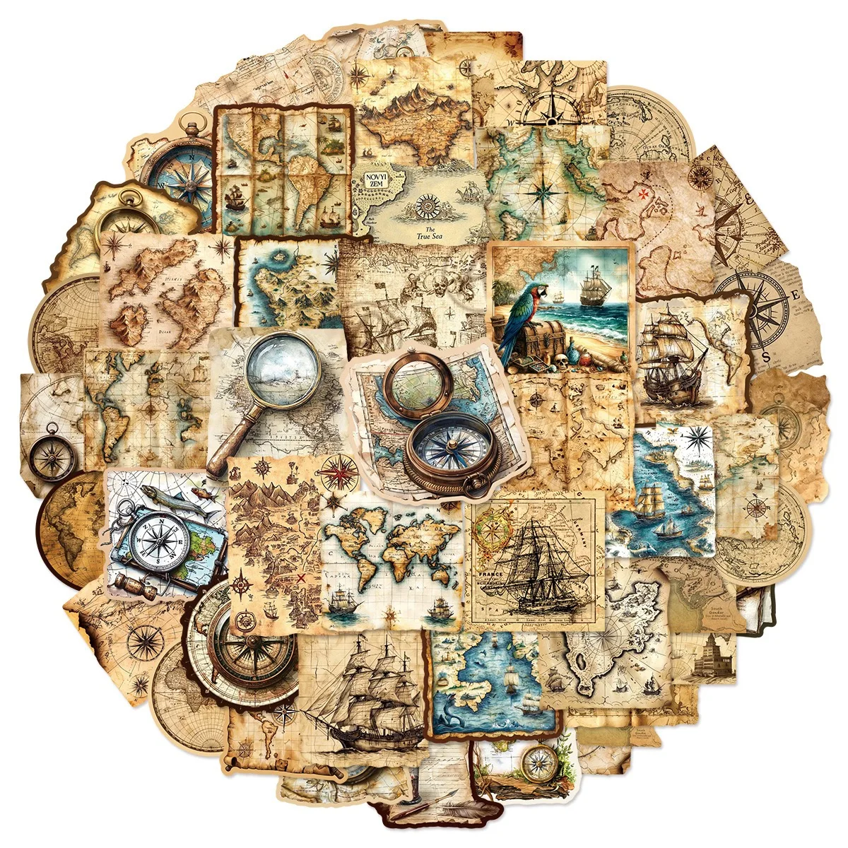 10/50 stuks Vintage Wereldkaart Reizen Stickers Esthetische Waterdichte Graffiti Voor Bagage Gitaar Telefoon Laptop Skateboard Vinyl Decals