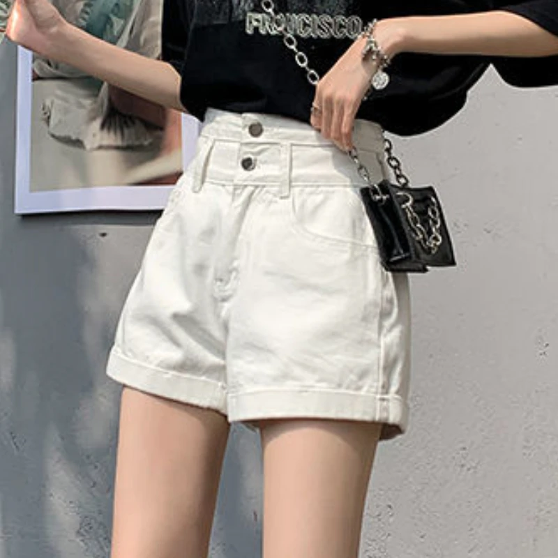 Denim Shorts Women Loose Vintage High Waist Summer Basics Streetwear Young Wide Leg Mujer Harajuku Fashion Clothing Ulzzang 2023