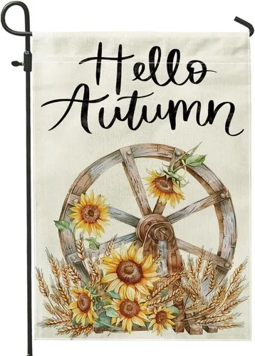 Fall Sunflower Front Yard Backyard Burlap Garden Flags Double Sided for, 12x18 XXQ