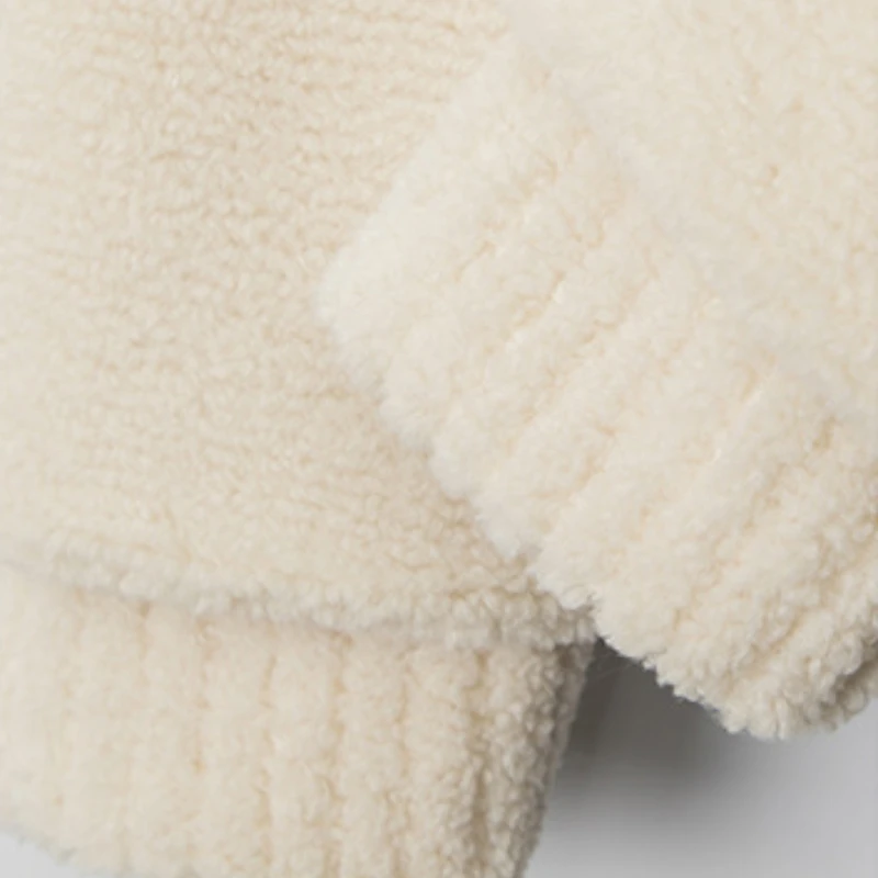 Col montant fausse fourrure veste simple boutonnage blanc manteau en peluche Faux agneau chaud épais Patchwork fourrure vestes moelleux ample élégant