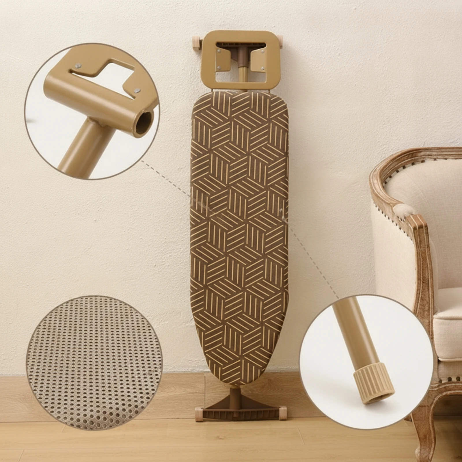 Foldable Ironing Board Compact Ironing Board with Metal Frame Furniture Portable Sturdy for Homeowners, Laundry Room, Apartment