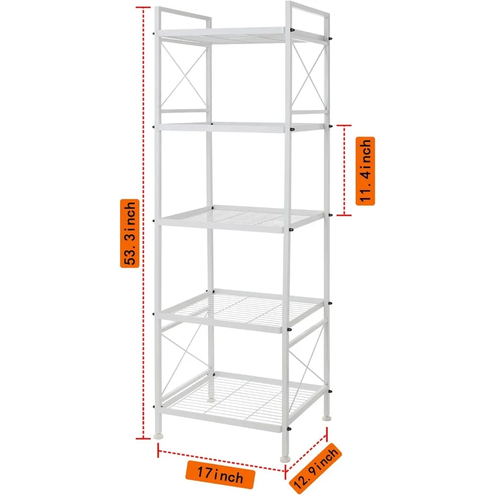 YOHKOH 5 Tier Metal Storage Rack Closet Shelves,Standing Storage Shelf Units for Laundry Bathroom Kitchen Pantry Closet