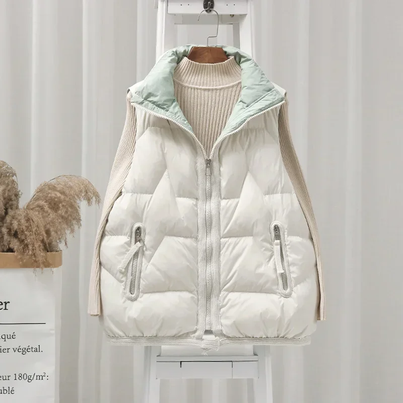 

Winter Sleeveless Jacket Female Down Vest 2024 New Duck Down Puffer Waistcoat Ultra Light Winderproof Outwear Women Gilet Jacket