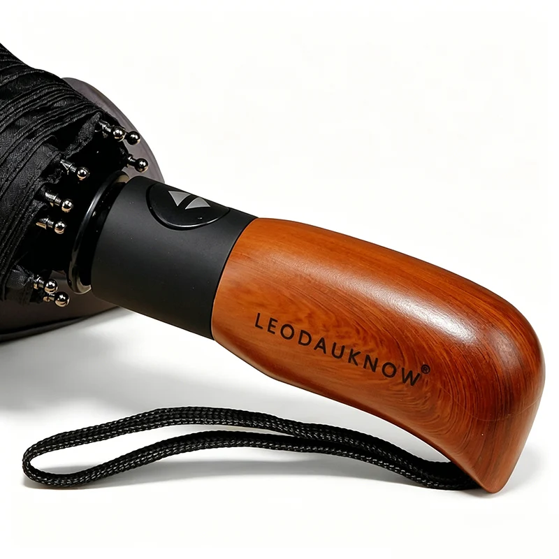 

Automatic Folding Umbrella 10K Strong Windproof Travel Anti Sun Sunshade Fashion Business Parasol Wood Handle Portable Rainproof