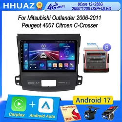 Android 17 for Mitsubishi Outlander 2 2006-2011 for Citroen C-Crosser Auto Car Radio Carplay Multimedia Player 2Din Stereo DVD