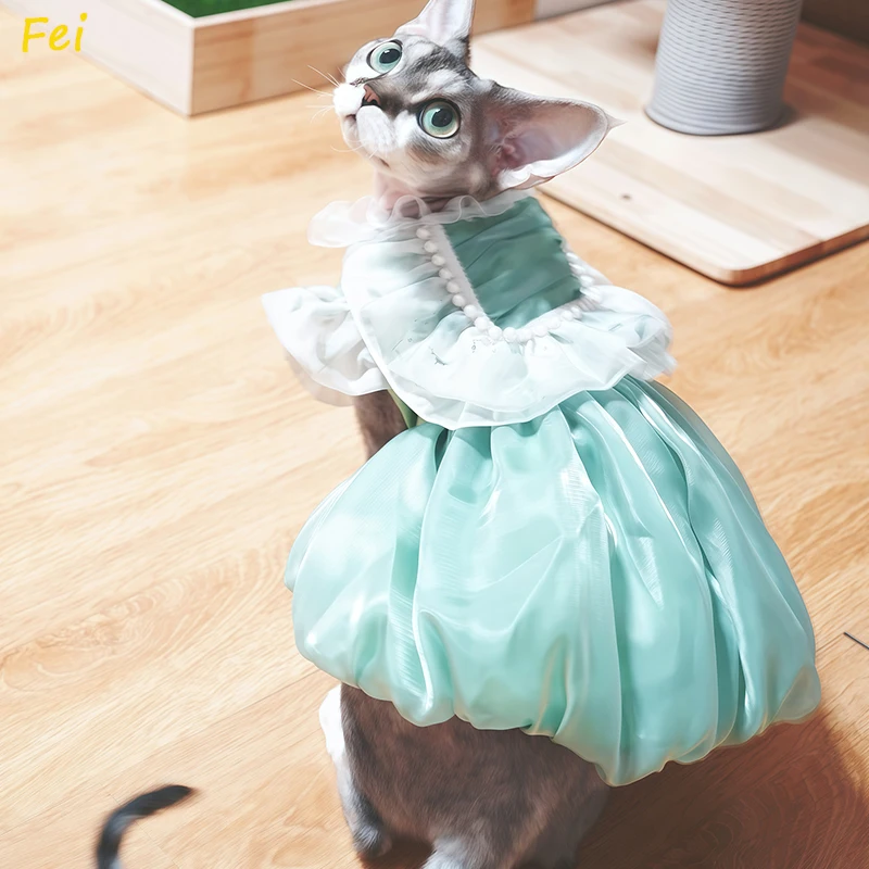 

Lightweight Satin Pet Dresses for Dogs Cats - Princess Ruffled Ombre Party Dress for Small Breeds, Spring Summer for Corgi Ragdo