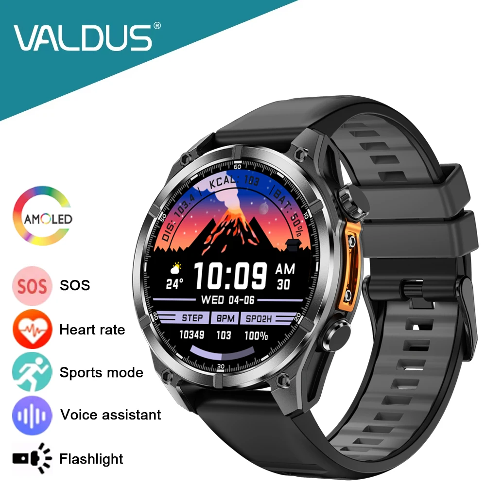 

VALDUS 2025 New VD40 Pro Smartwatch SOS Emergency Call Voice Assistant Sports Mode Flashlight Password Lock AMOLED Smartwatch