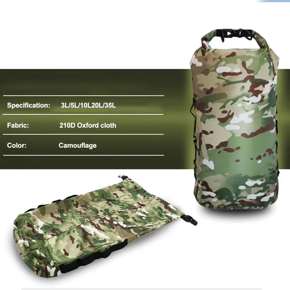 Mochila impermeable de camuflaje para Rafting, agua para bolsa seca de natación, kayak, río, canoa, 3L, 5L, 10L, 20L, 35L