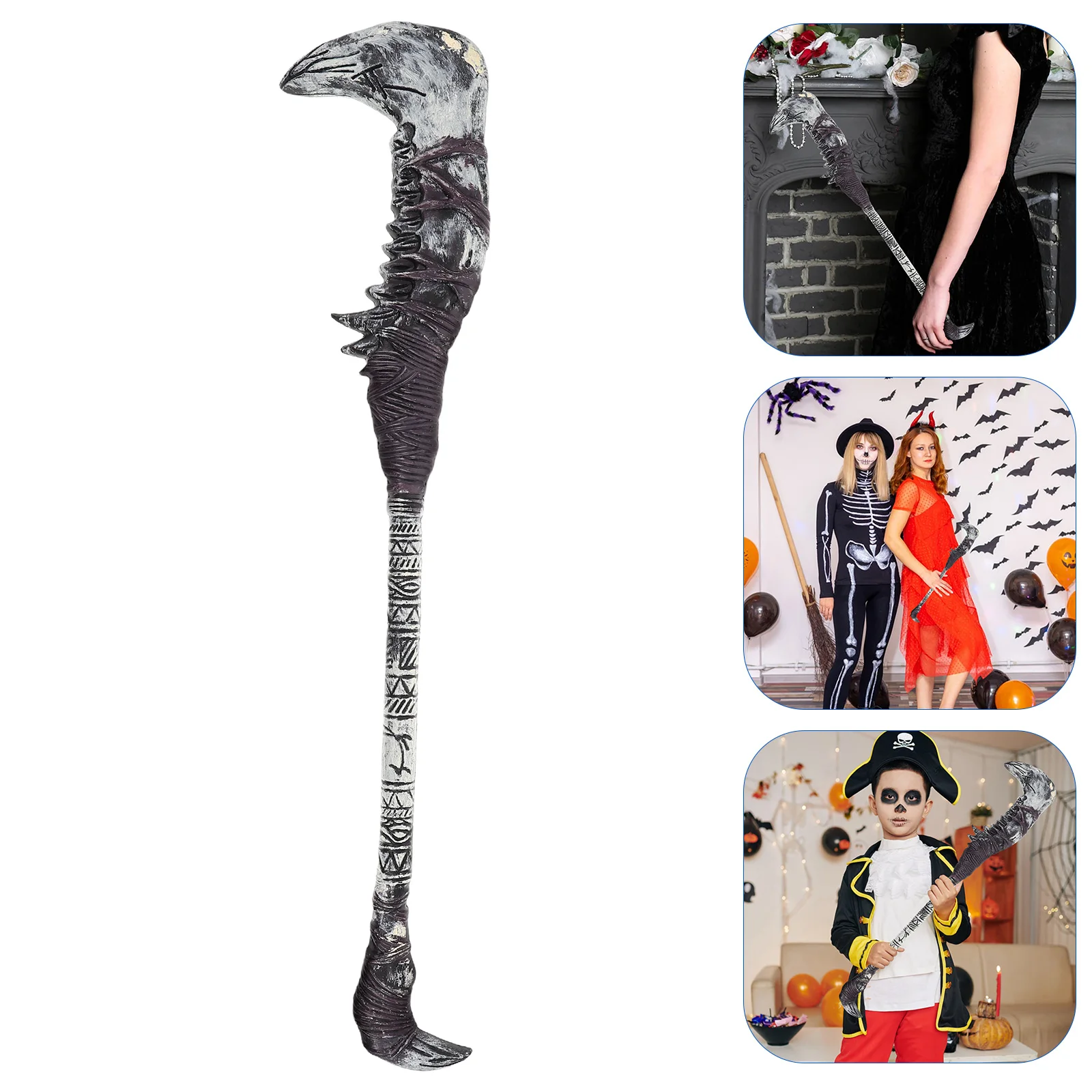 

Lightweight Jagged Grim Reaper Scythe Plastic Prop Halloween Costume Accessory Horror Party Supplies Kids Adults