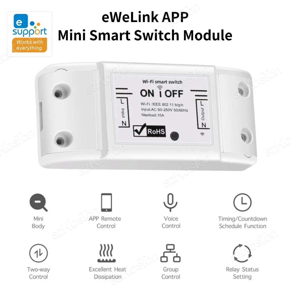 コネクテッドホーム用のWifiライトスイッチ,リレーモジュール,アプリケーション付き,DIY,alice,alexa,Google,smartThings,smart Home,10a