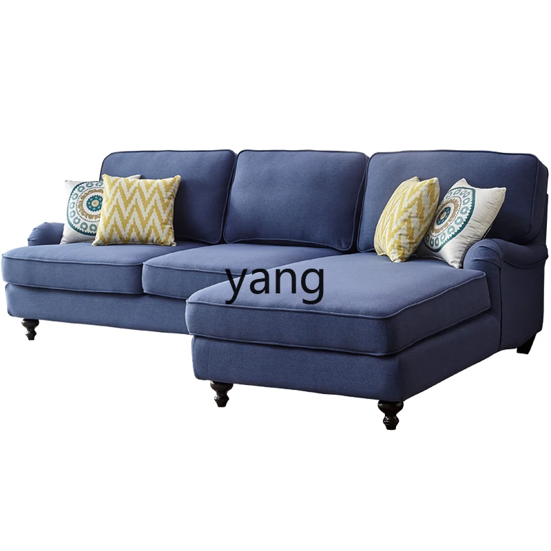 Yjq Simple Modern Living Room Chaise Corner Gray Small Apartment Rural Leisure Fabric Sofa