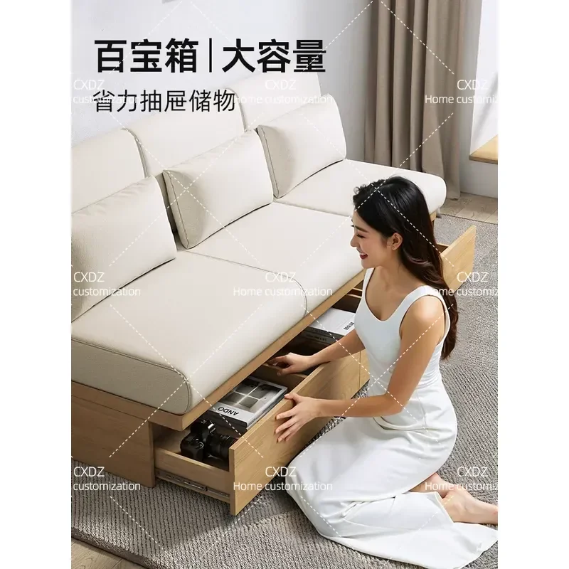 Zhiguang Japanese-style living room small apartment simple modern drawer storage without armrests box floor fabric sofa