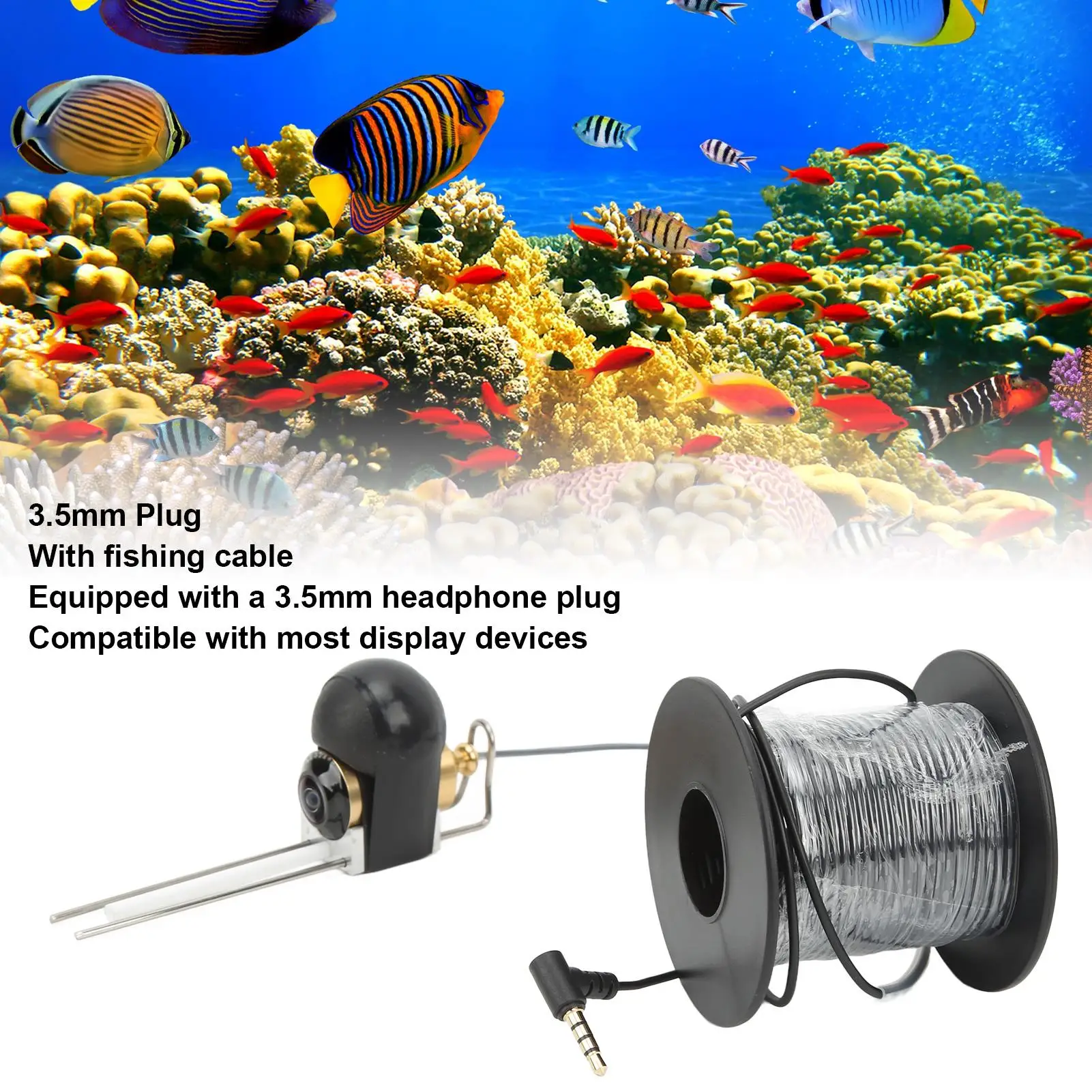 Fish Finder Camera Single Fishing Camera Long for range 3.5mm Plug with Cable for boat