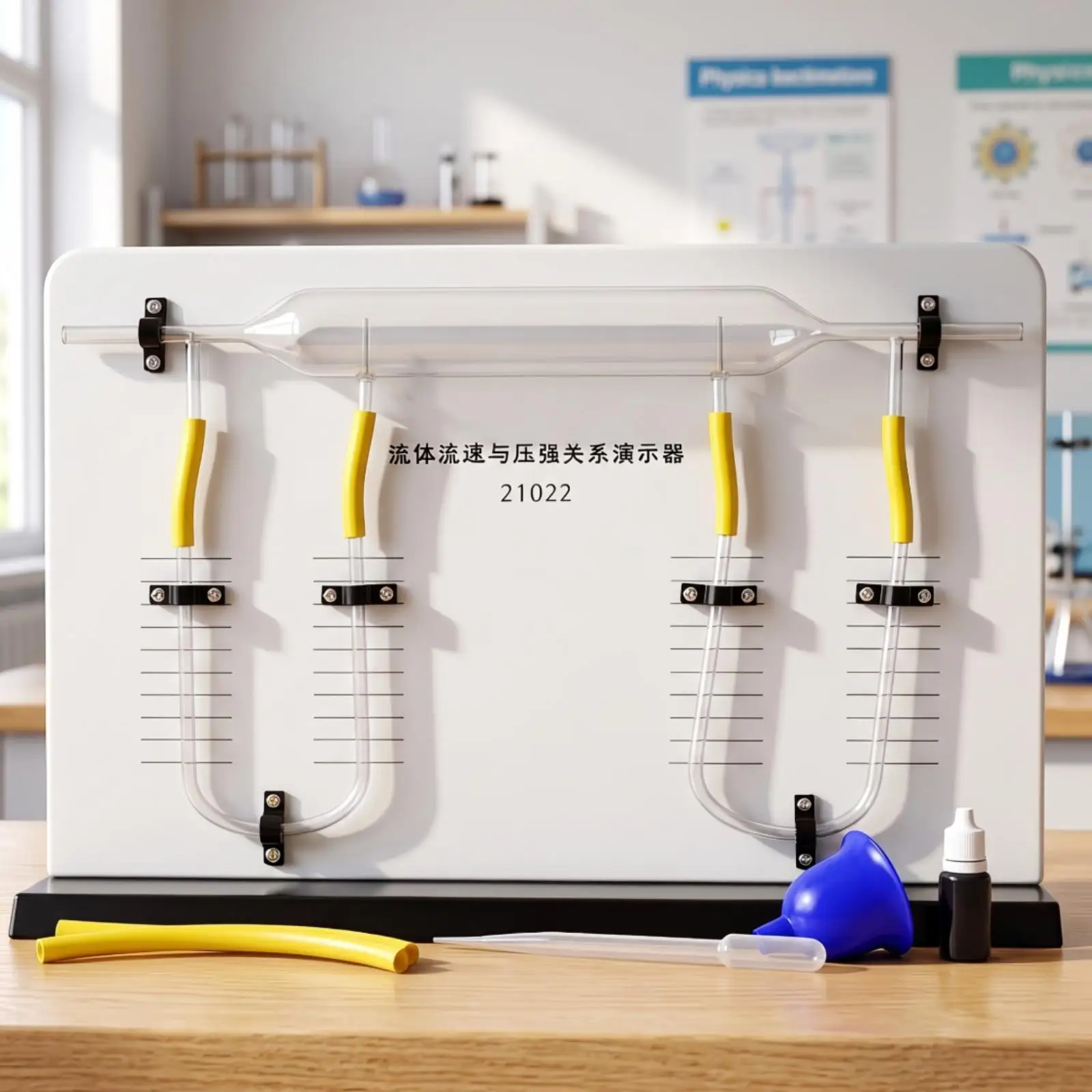 Physics Fluid Mechanics Demonstrator with U Tube Manometer Scale for Teacher Student Visual Learning Tool