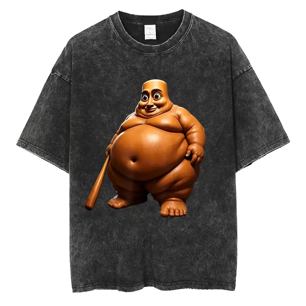 Italienische Brainrot T-Shirts, gewaschenes Vintage-T-Shirt, Tung Tung Tung Sahur, lustiges Meme-T-Shirt, Herren- und Damenbekleidung, modisches, lässiges, humorvolles T-Shirt