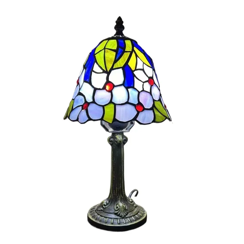 8 Inch 20cm Stained Glass Shade Tiffany Vintage Desk Lamp Lamparas De Mesa Table Lamp