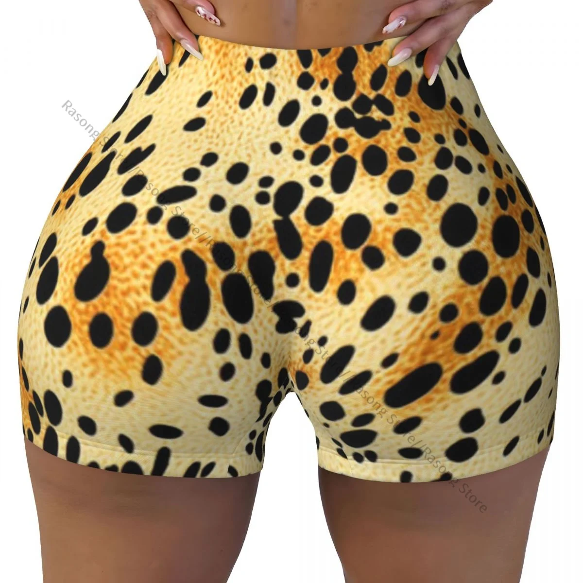 Women's Yoga Shorts Leopard Animal Skin Texture Scrunch Booty Butt Lifting Comfort Fitness Gym