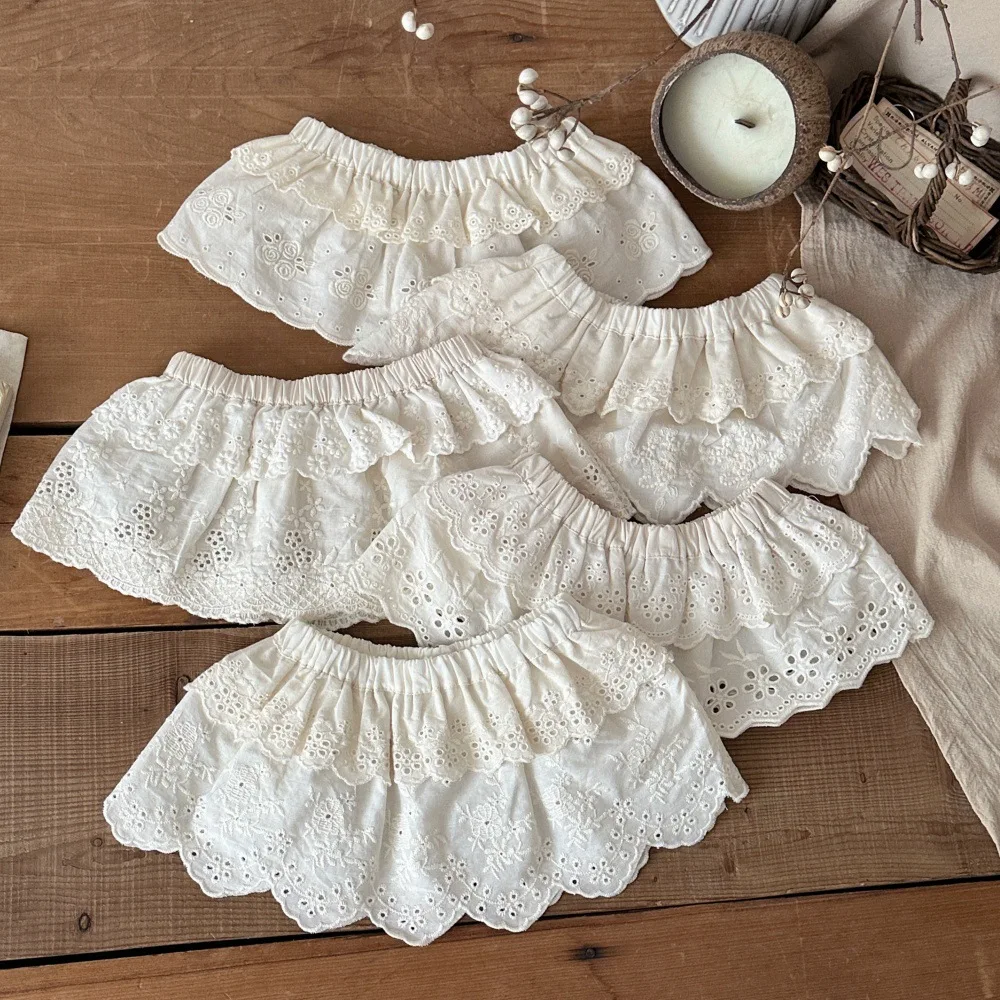 MILANCEL New Summer Baby Skirts 3-24M Embroidered Flowers Infant Girls Miniskirt Hollow-out Flower Toddler Skirt