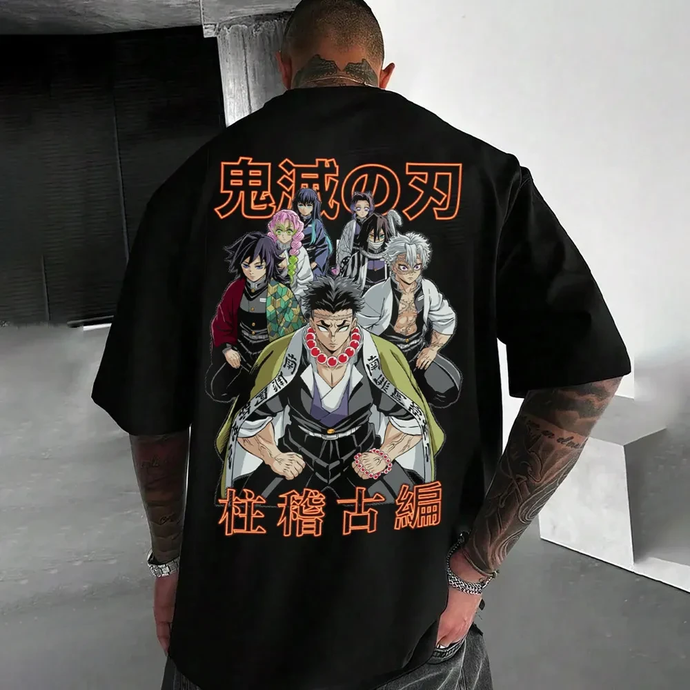 

Мужская футболка Demon Slayer Hashira, летняя футболка с аниме, весенне-осенняя модная универсальная одежда для мальчиков с короткими рукавами, одежда для родителей и детей