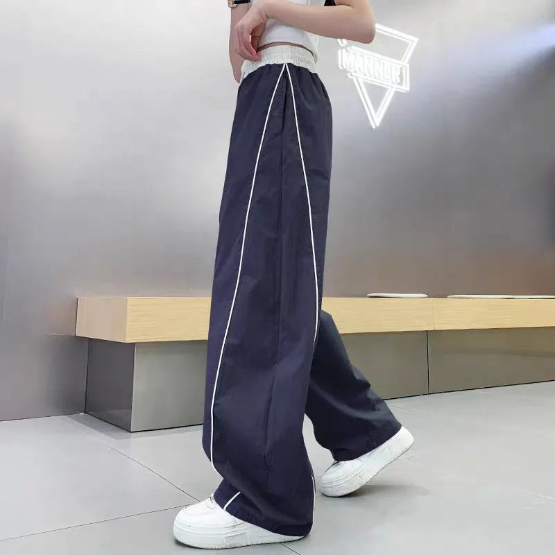 Girls Summer Thin Quick Dry Wide Leg Pants Loose Sport Casual Long Trousers Ice Silk Mosquito Proof New Style Children's Clot...