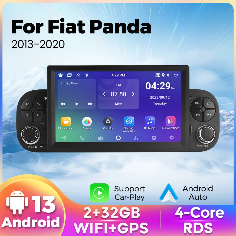 For FIAT Panda 2013 2014 2015 2016 2017 2018 2019 2020 Carplay Android Auto Car Multimedia Player GPS Navigation FM Radio Stereo