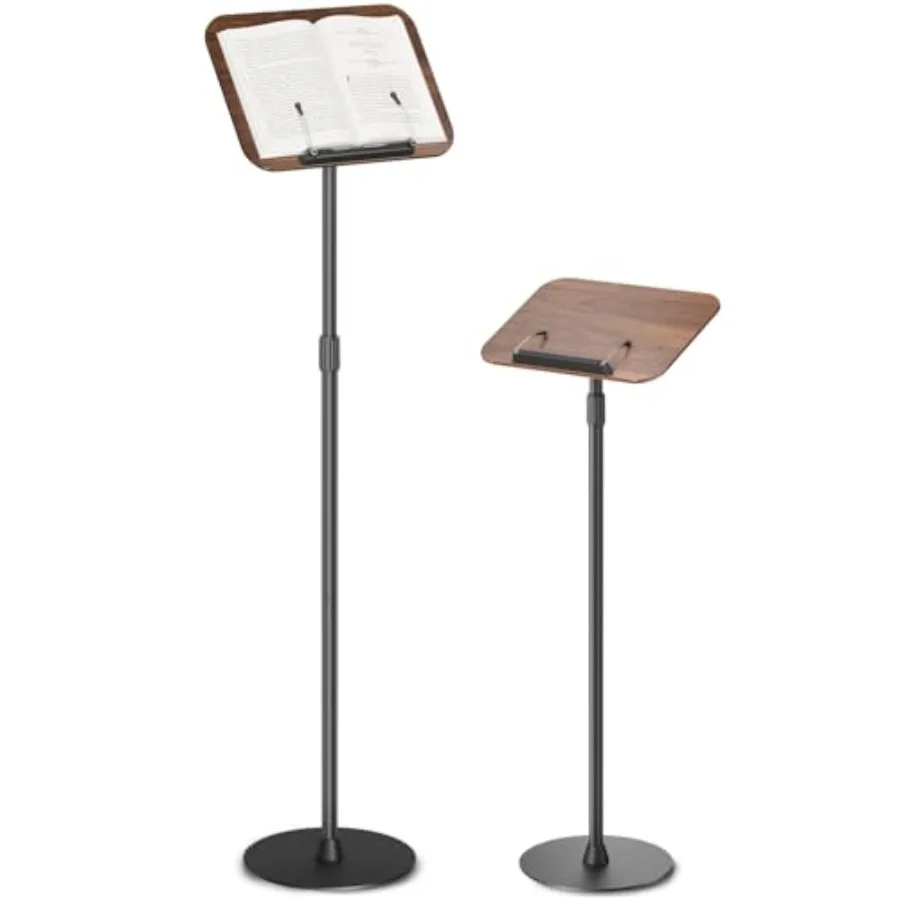 

Height Adjustable Floor Book Stand for Reading Laptop Music Sheets - Heavy-Duty Base 180 Tilt Desktop Two-Stage Page Clips Dura