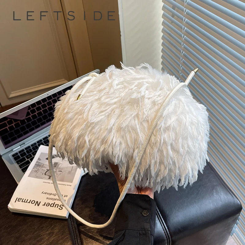 

LEFTSIDE Women Small Plush Shoulder Bags 2025 Luxury Brand Crossbody Bag Female Handbags and Purses Soft Warm Winter Bag