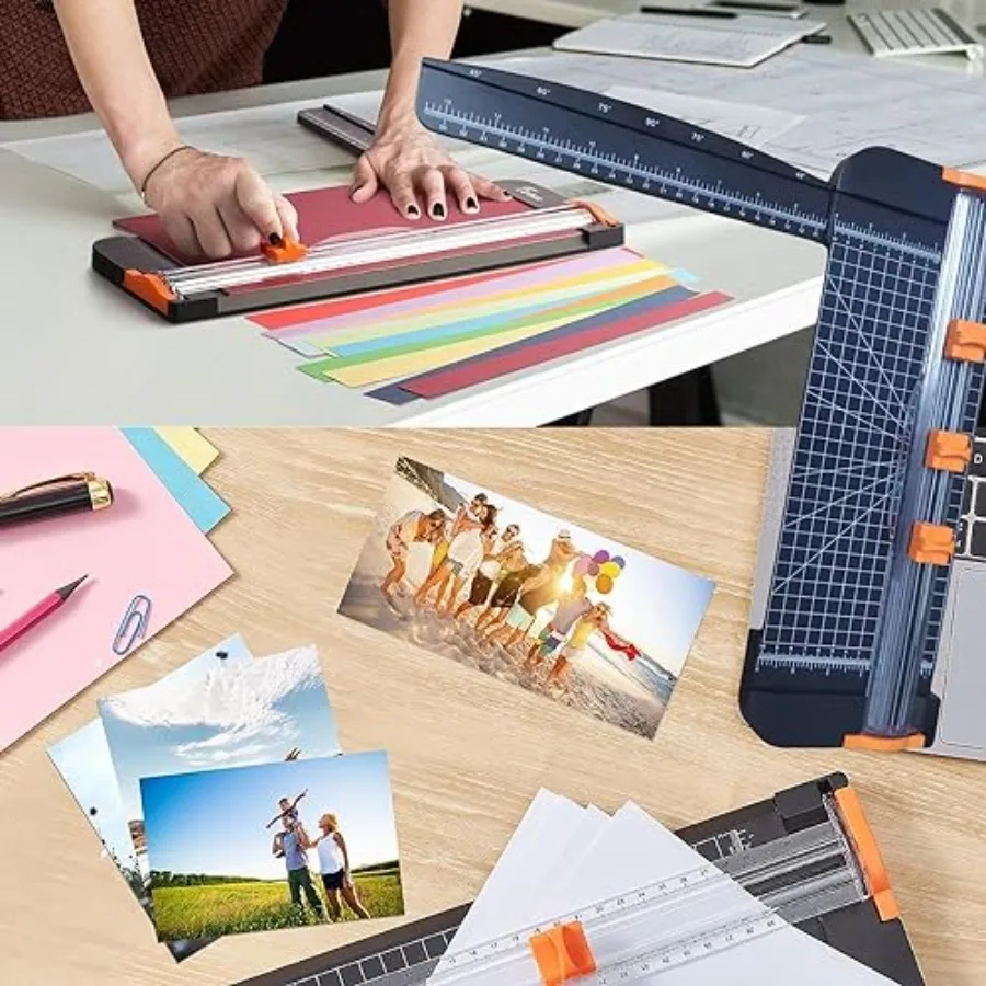 A4 الة قطع الورق الورق المتقلب المحمولة ورقة القطاعة 12 بوصة التيتانيوم سكرابوكينغ أداة مع 3 قطعة شفرات استبدال مع Safegu #6