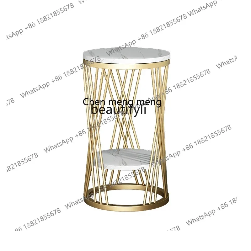 

new style Nordic Iron Indoor Flower Stand Mild Luxury Marble Decoration Living Room Floor-Standing Storage Rack ss 7304