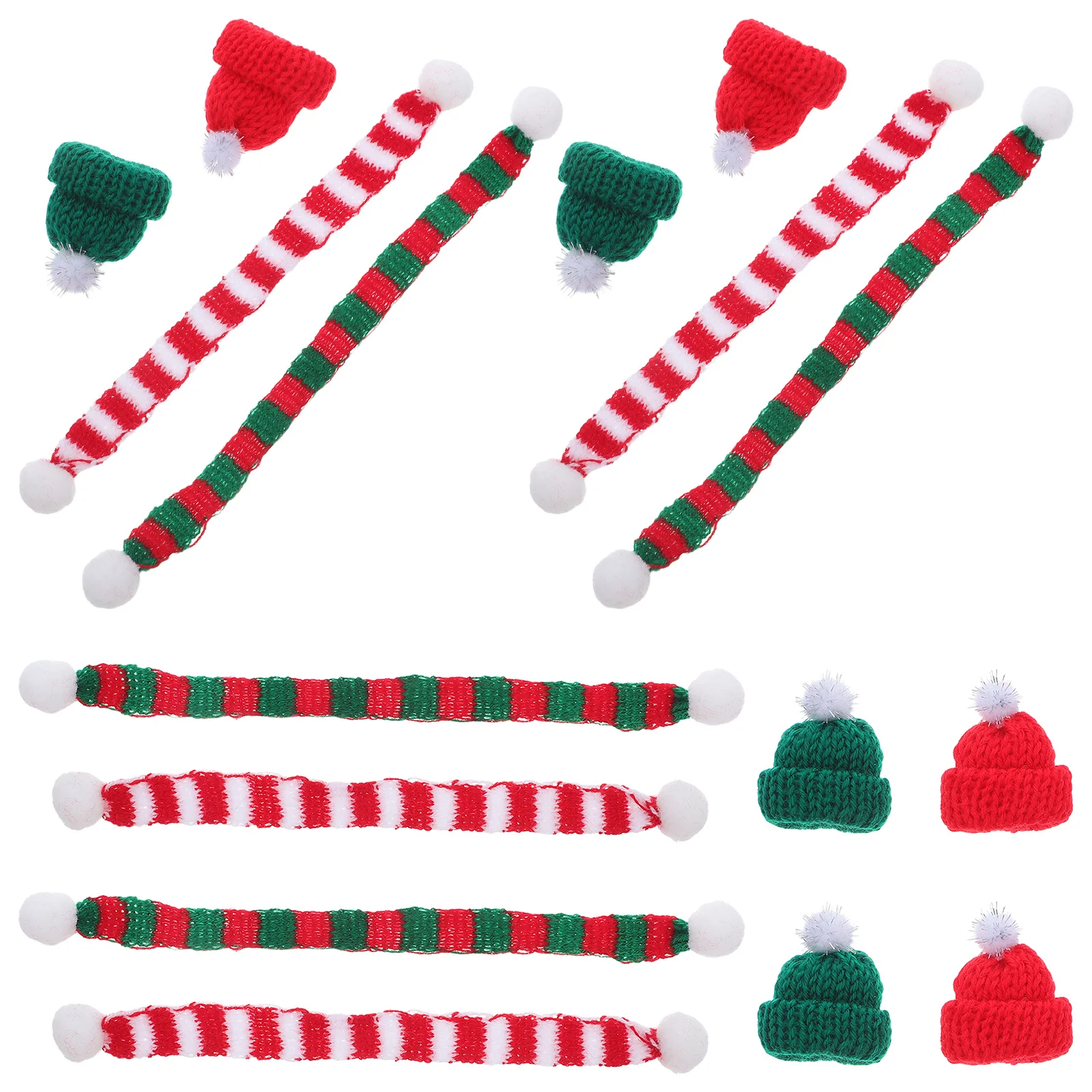 

48Pcs Mini Christmas Knit Hats Wine Bottle Covers DIY Craft Decorations Holiday Party Xmas Tree Ornaments Cat Collar