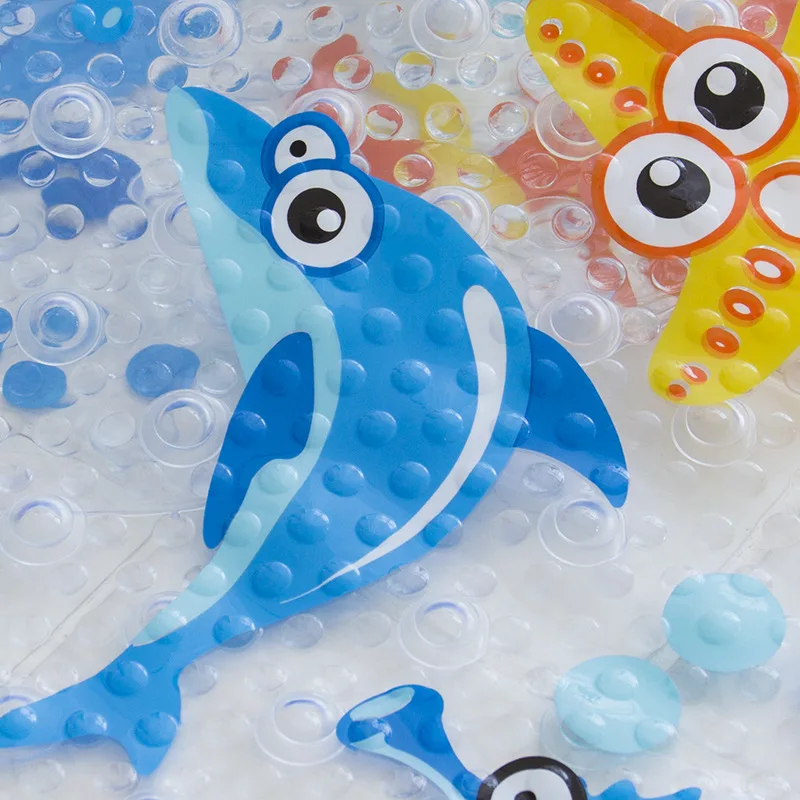 

Bathroom Anti Slip Cartoon Pattern PVC Foot Mat Bottom Suction Cup Shower Mat Drain Bath Mat Bath Mat Eco-Friendly