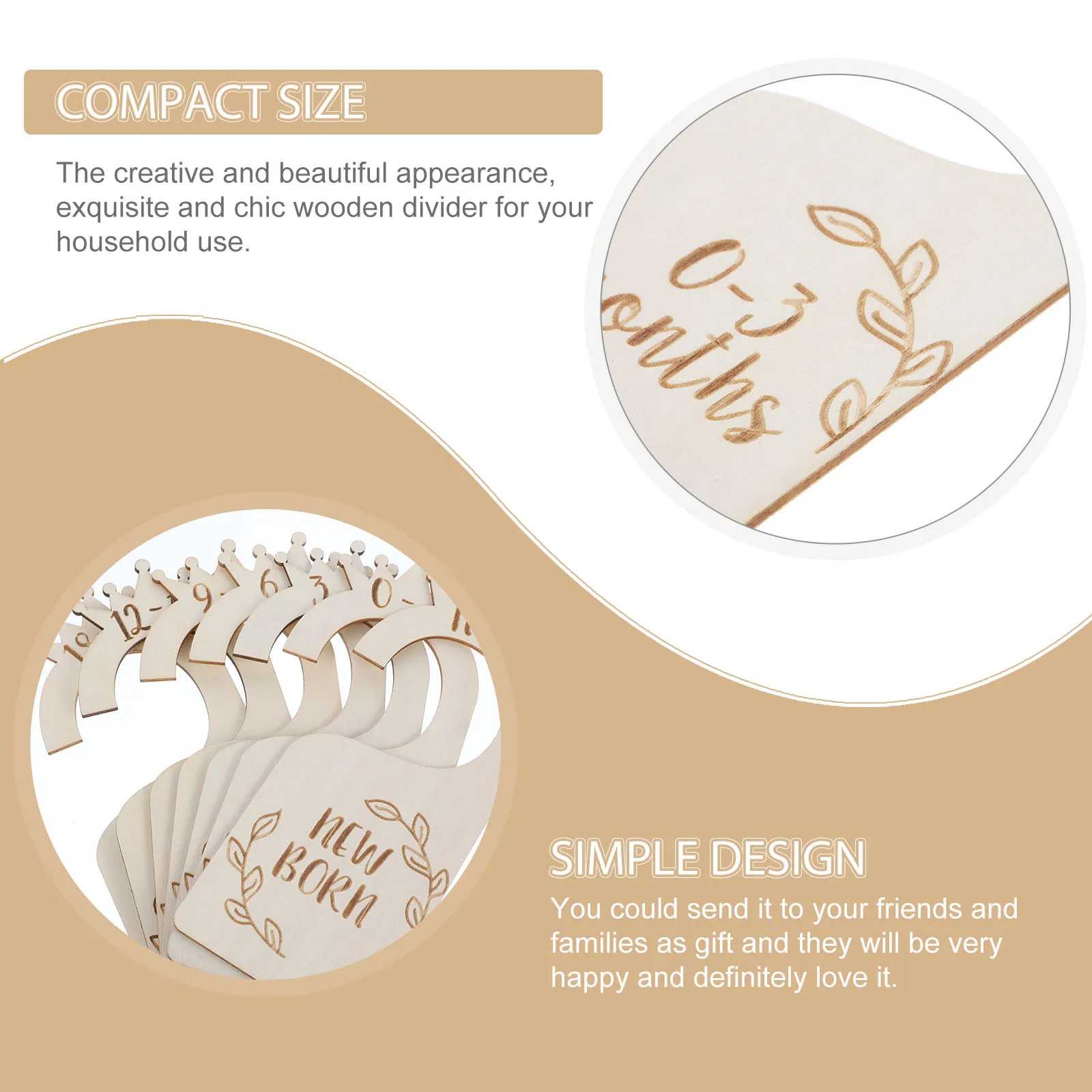

Wooden Baby Closet ganizers Infant Wardrobe Dividers Toddler Clothes Size Labels Nursery Storage Newborn Garment Hanger Holder