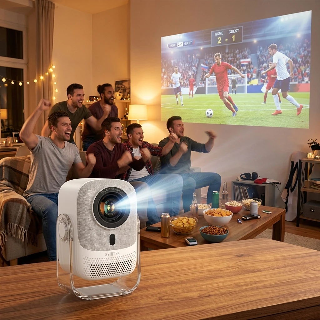BYINTEK LOVE 2 1080P 350 ANSI Smart Projector Android Auto Focus  for Soccer Game Match Home Stadium Football Cinema Projector