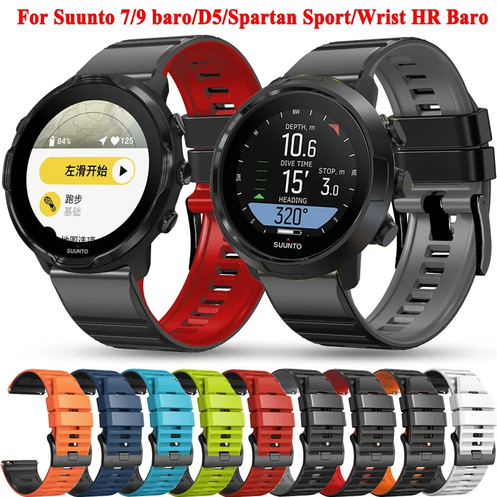 24mm Silicone Strap For Suunto 9 Baro 7 D5 Spartan Sport Wrist HR Smart Watch Band Breathable Bracelet Wristband Watchband