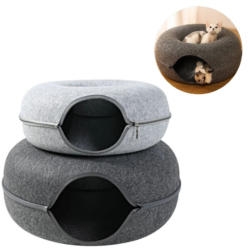 

Felt Pet Cat House Cat Tunnel Bed Cats Interactive Toys Funny Kitten Large Cat Exercising Toy Removable Pet Products Cat Villa