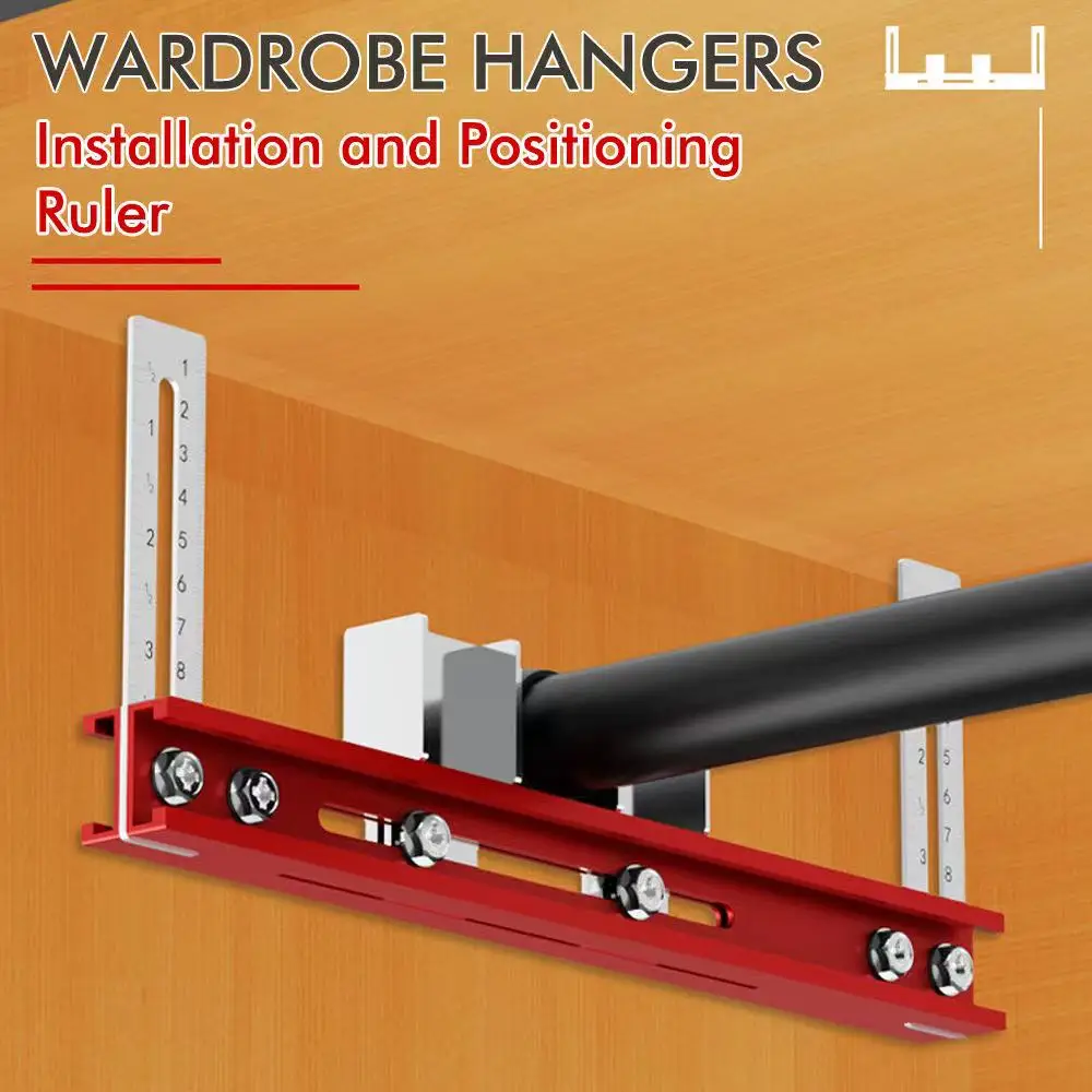 

2025 Woodworking Aluminum Alloy Closet Rod Installation Fixture Template Tool Positioning Rod Drilling Positioning Ruler 1-90MM