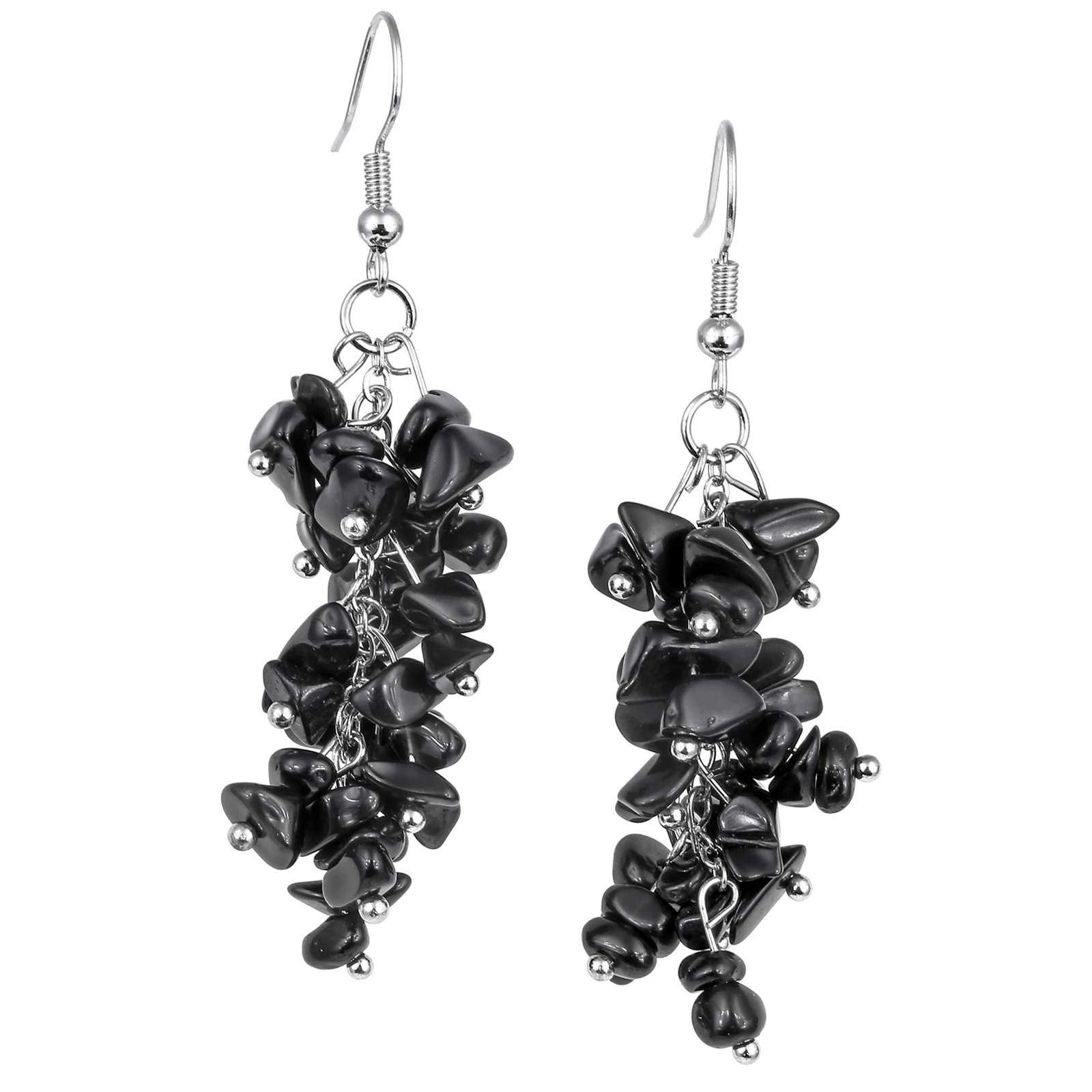 Natural Crystal Chip Stones Dangle Earrings For Women Reiki Healing Tumbled Stone Long Drop Hook Eardrop
