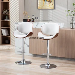 Adjustable Bar Stools Height Curved Bar Stool Upholstered Swivel Barstool PU Leather Barstools Cadeira Design Furniture HY